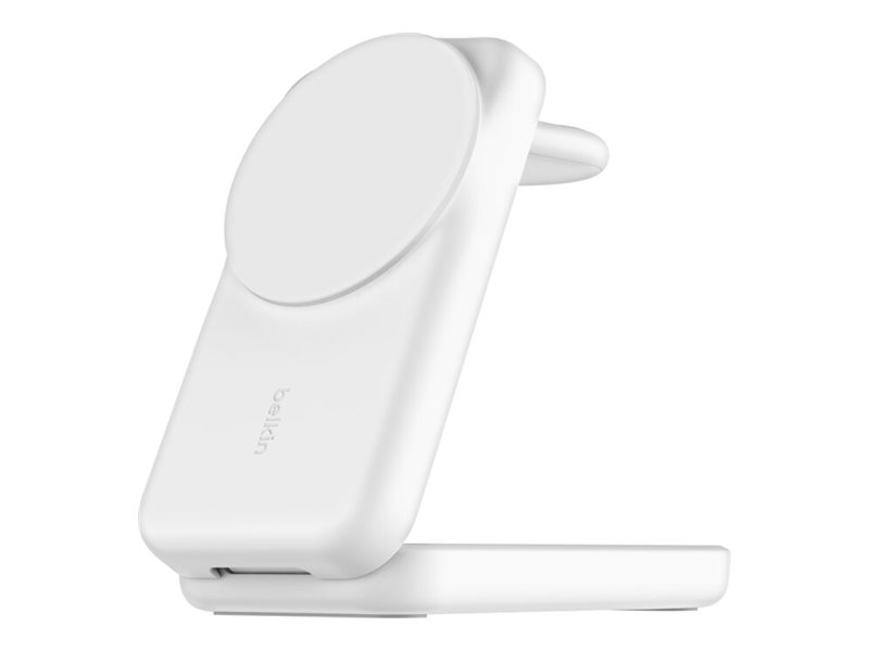 Belkin Ultracharge - Trådløs Opladningsstander - 3-I-1, Magnetisk, Foldbar, Med Qi2 + Ac-Strømadapter - 25 Watt - Ultra Fast Charge - Mfi Certified -