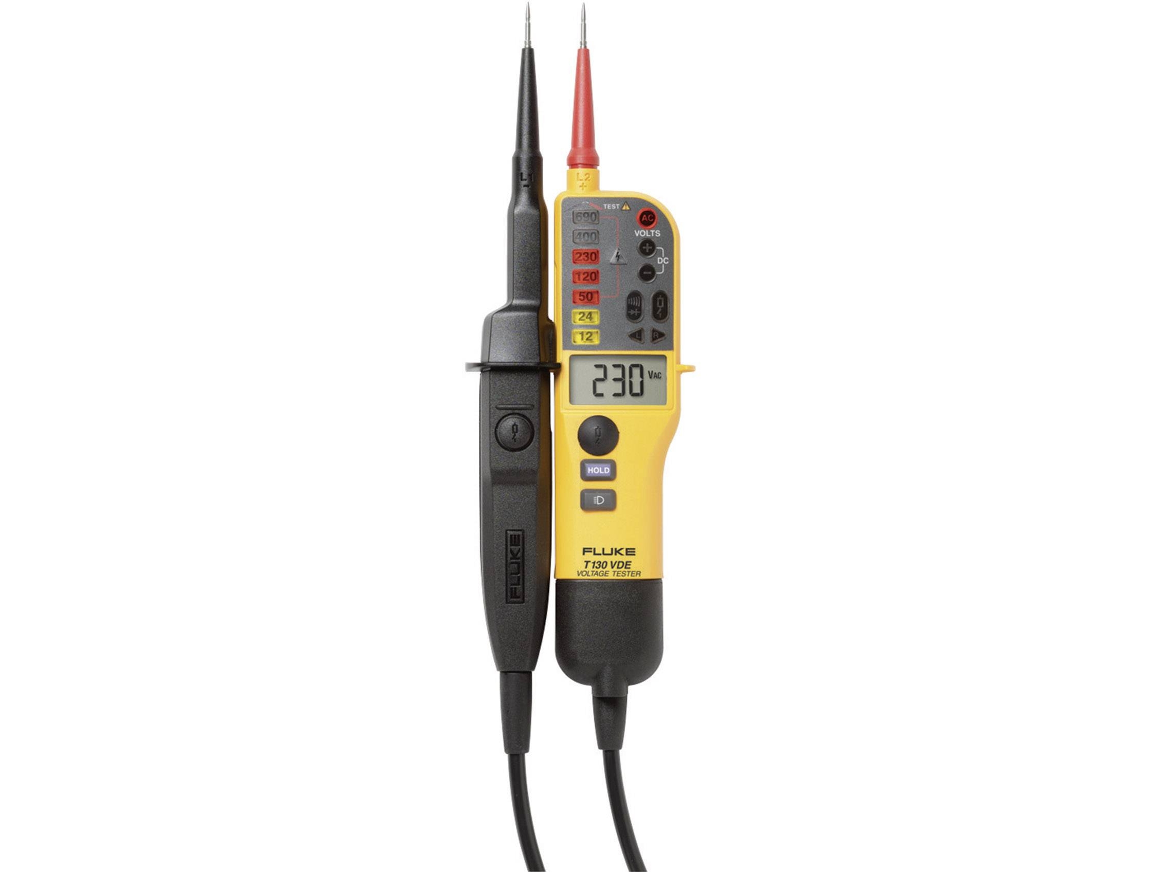 Fluke T130/Vde Zweipoliger Spannungsprüfer Cat Iii 690 V, Cat Iv 600 V Led, Lcd, Akustik, Vibration