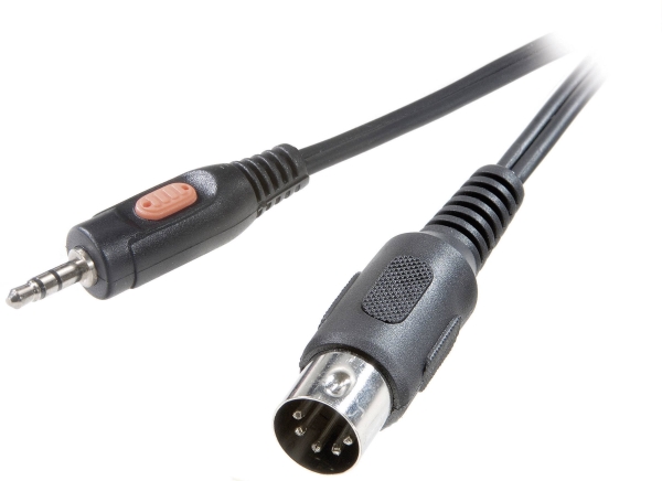 Speaka Professional Sp-7869804 Din-Tilslutning / Jack Audio Tilslutningskabel [1X Diodestik 5-Pol. (Din) - 1X Jackstik 3,5 Mm] 1.50 M Sort