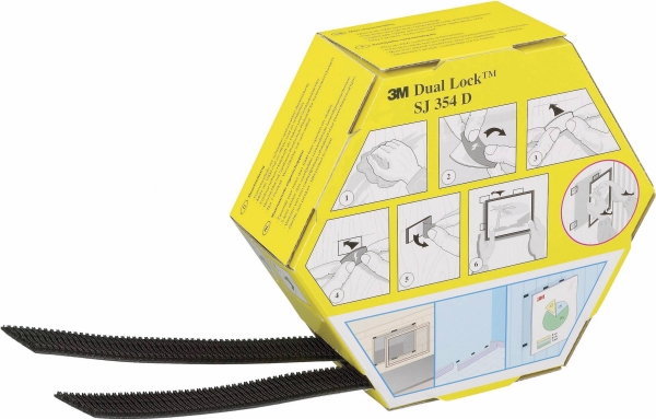 3M SJ 354D Dual Lock Burrebånd til fastlimning Burrebånd statisk loop del (L x B) 5000 mm x 25.4 mm Sort 1 Paar