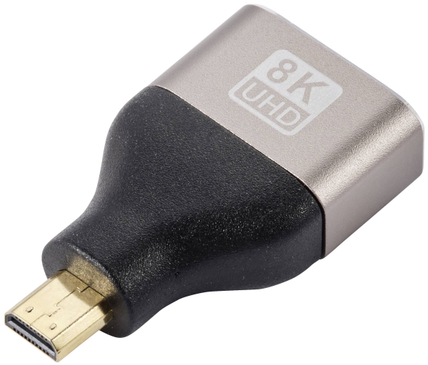 Speaka Professional Sp-11302016 Hdmi Tv, Monitor, Display Adapter [1X Hdmi Anschluss D Micro - 1X Hdmi Anschluss] Grau (Metallgehäuse)