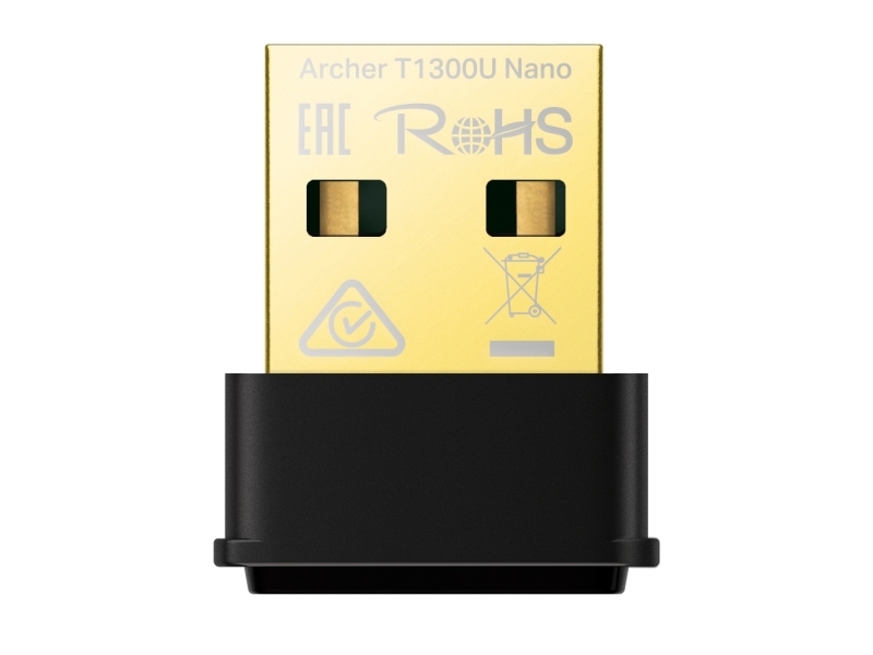 Tp-Link Archer T1300u Nano, Kabelgebunden, Usb, Wlan, Wi-Fi 5 (802.11Ac), 867 Mbit/S, Schwarz, Gold
