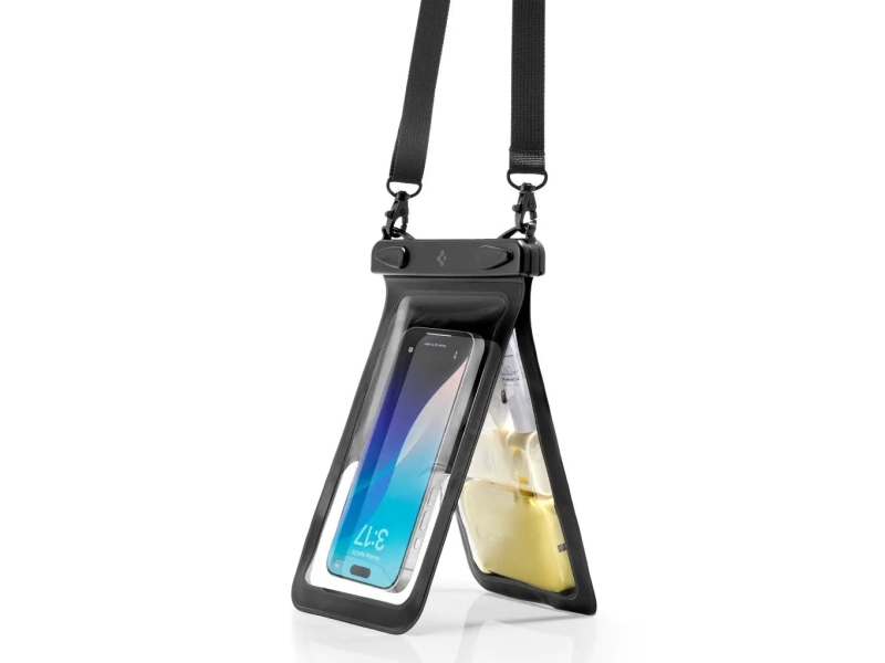 Spigen A603, Lommeetui, Universel, Iphone 16/15/14/13/12/Se2/Se Series, Pixel 9/8/7/6 Series, Xperia, Sharp, Galaxy, Sort, Transparent