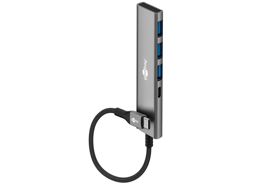 Goobay 76562, Usb Type-C, Usb 3.2 Gen 1 (3.1 Gen 1) Type-A, Usb 3.2 Gen 1 (3.1 Gen 1) Type-C, 5000 Mbit/S, Grå, Aluminium, Plast, 0,115 M