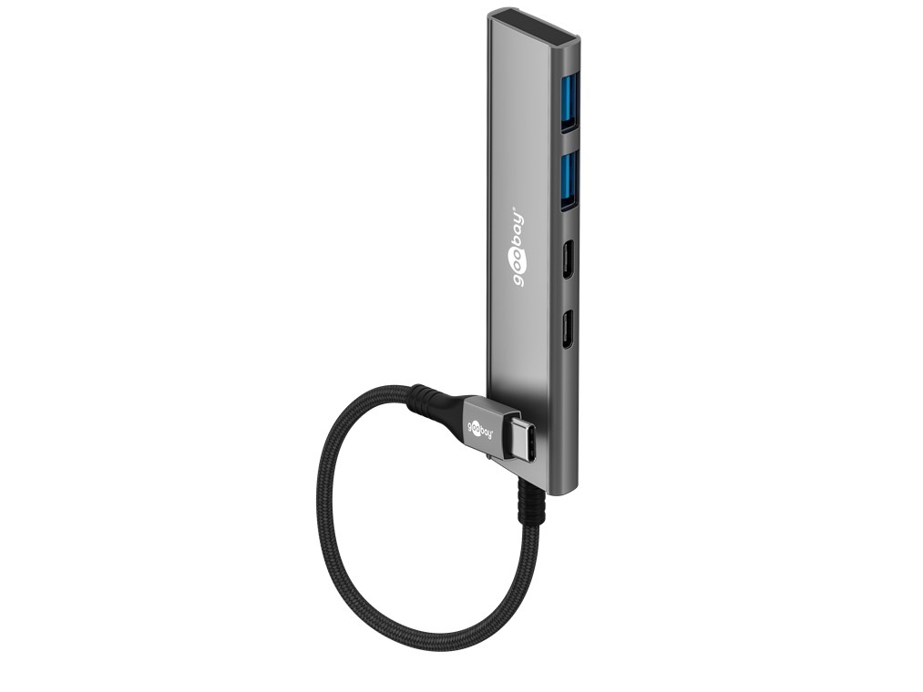 Goobay 76563, Usb Type-C, Usb 3.2 Gen 1 (3.1 Gen 1) Type-A, Usb 3.2 Gen 1 (3.1 Gen 1) Type-C, 5000 Mbit/S, Grå, Aluminium, Plast, 0,115 M