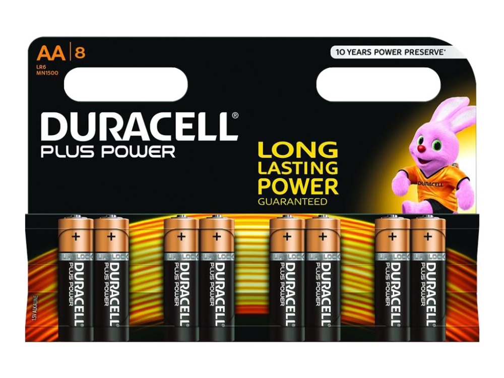 Duracell Plus, Single-Use Battery, Aa, Alkaline, 1.5 V, 8 Pc(S), Black, Gold
