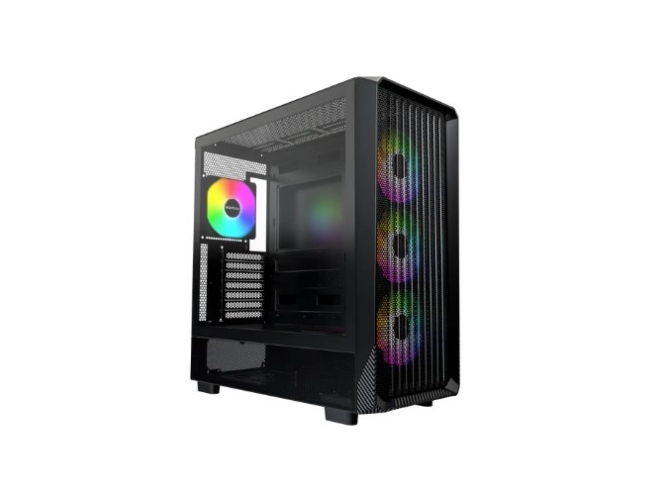 Montech X5 Pc-Gehäuse, Midi-Tower, E-Atx, Argb, Tempered Glass - Schwarz (X5 (B))