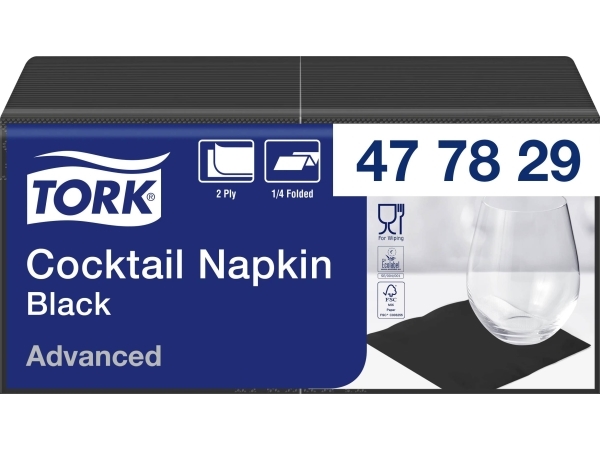 Serviet Tork Advanced 24x24 cm 2-lag sort - (12 pakker x 200 stk.)