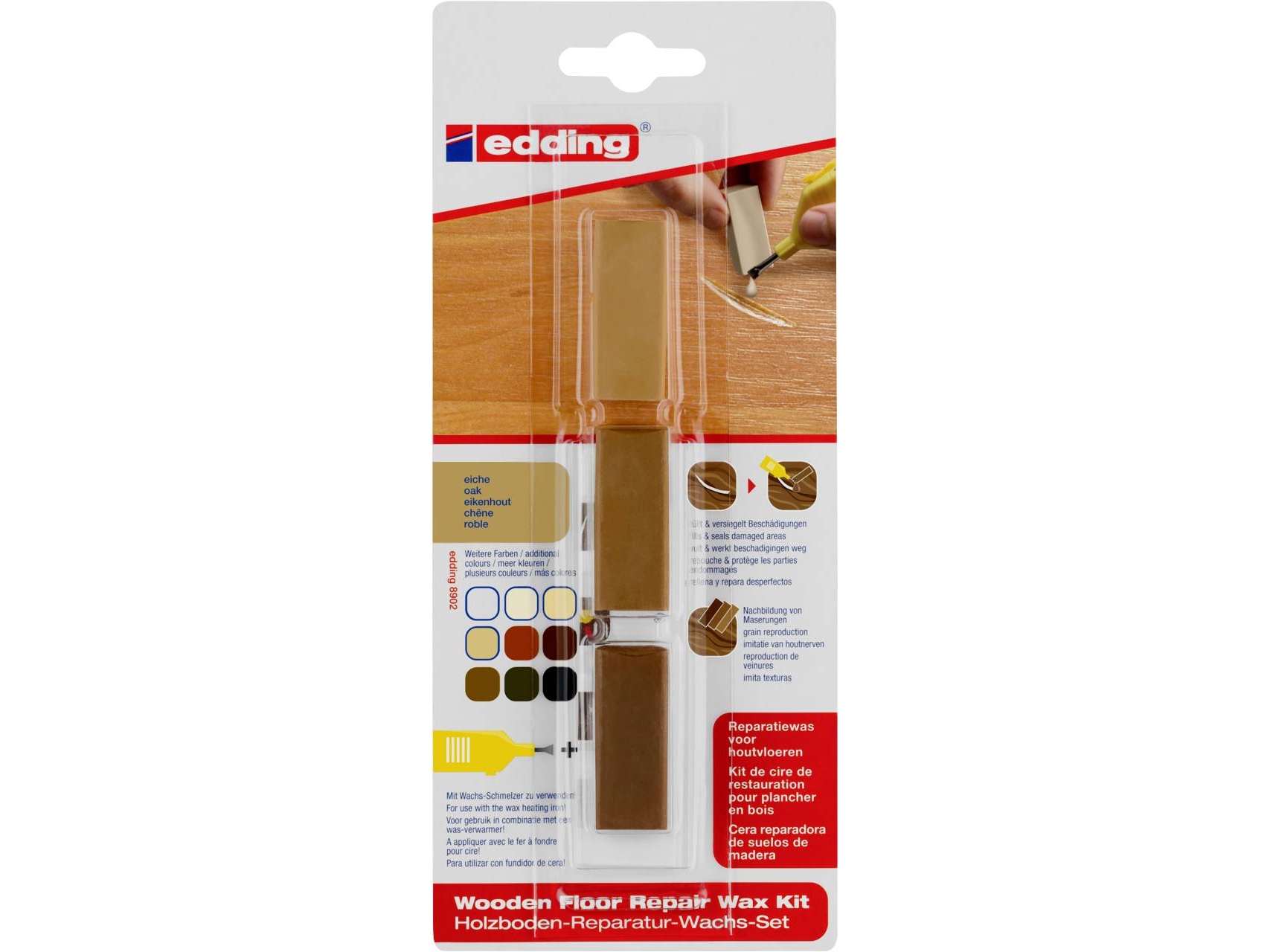 Edding 8902 4-8902-1-4603 Set för reparation av trägolv med vax ek | Kontorsmaterial - Kontorstillbehör | GameStuff