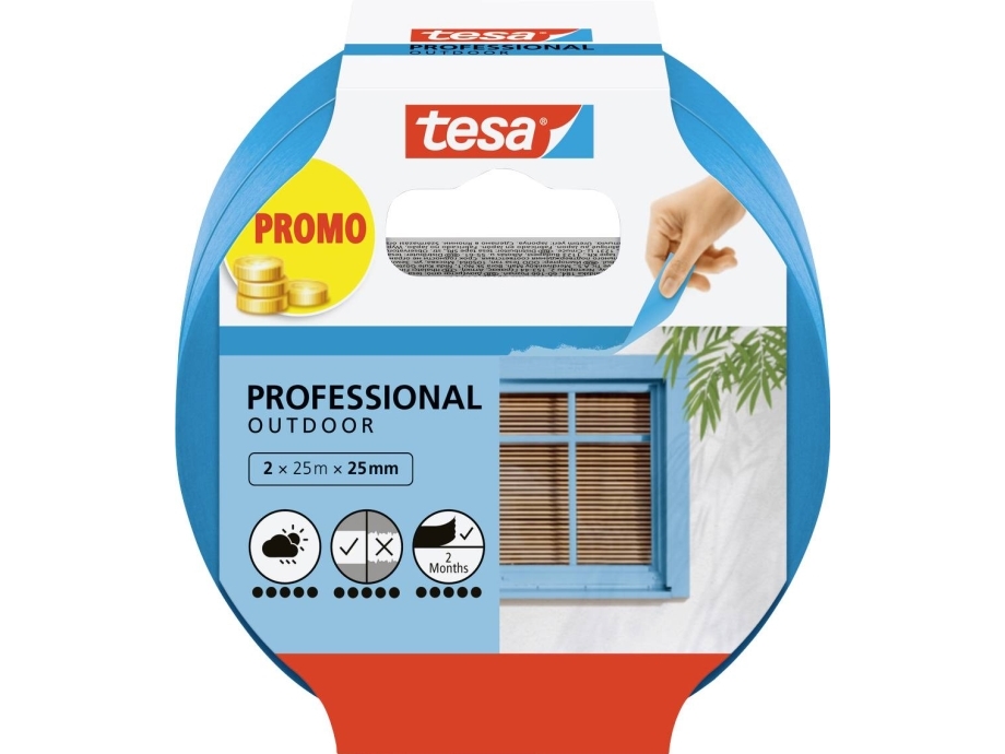 tesa Professional Outdoor 56214-00000-03 Malertape Blå (L x B) 50 m x 25 mm 2 stk | Papper & Emballage - Förpackningstejp - Förpackningstejp | GameStuff