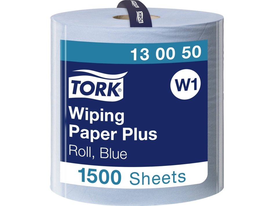 Tork aftørringspapir 130050 Plus 2-lags blå 510 meter W1 | Aftørringsruller | 510 meter pr. rulle | EU-Blomsten