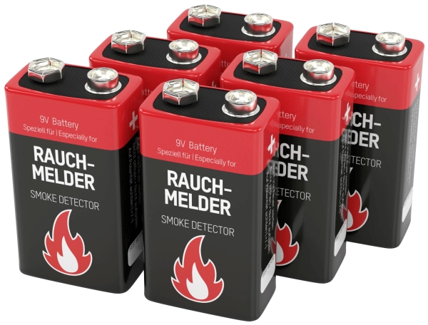Ansmann Rauchmelder Batterie 9 V Blockbatterie Alkali-Mangan 9 V 6 Stück