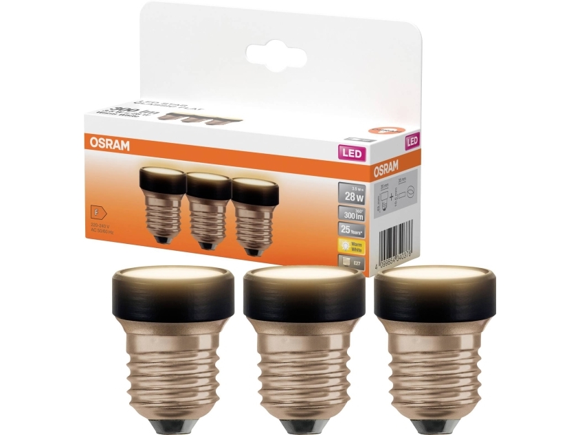 Osram 4099854340376 Led (Rgb)-Lampe Eek F (A - G) E27 3,5 W = 28 W Varmhvid (Ø X L) 35 Mm X 45 Mm 3 Stk