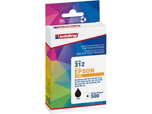 Edding Ersatztinte Epson T16xl (T1631) Kompatibel Schwarz Edd-312 18-312-01