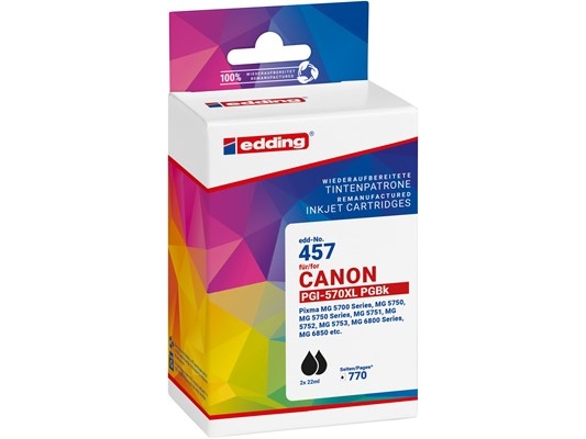 Edding Tinte Ersetzt Canon Pgi-570Xl Doppelpack Kompatibel Schwarz Edd-457 18-457-01