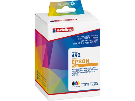 Edding Edd-492, Sort, Blå, Magenta, Gul, 30 Ml, 11 Ml, 4 Stk, 1210 Sider, Multipakke