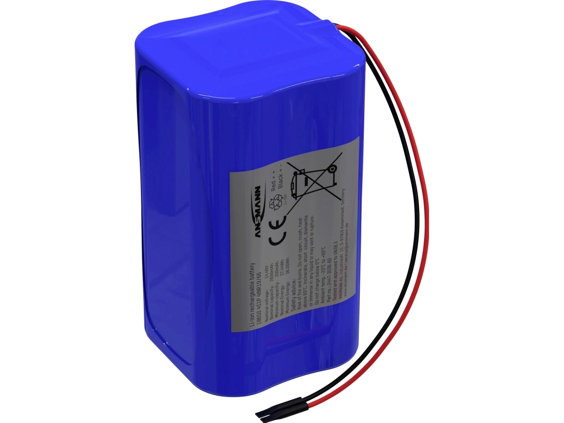 Ansmann 4S1p Akkupack 4X 18650 Kabel Li-Ion 14.4V 2600Mah Block Batteripakke Celletal: 4 Litium 14.4 V 2600 Mah