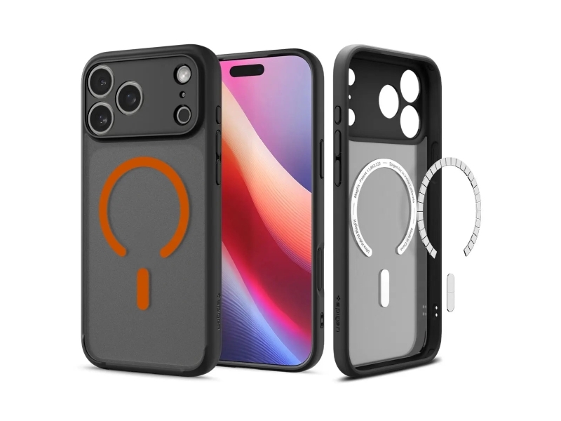 Dėklas Spigen Ultra Hybrid Magsafe, Frost Juodas Oranžinis - Iphone 17 Pro Max