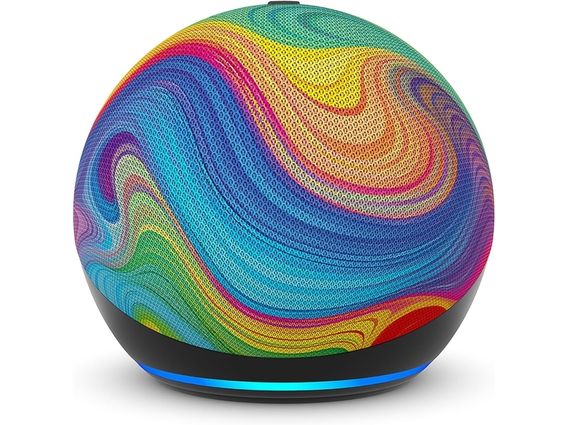 Amazon Echo Dot Kids (5Th Generation), Amazon Alexa, Sfærisk, Flerfarvet, Rainbow Swirl, Stof, Genanvendt Plast, Tysk, Engelsk, Spansk, Fransk, Itali