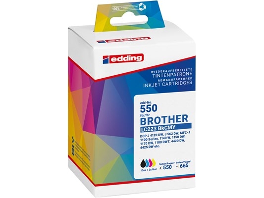 Edding Ersatztinte Brother Lc223 Bkcmy Kompatibel Schwarz, Cyan, Magenta, Gelb Edd-550 18-550-01