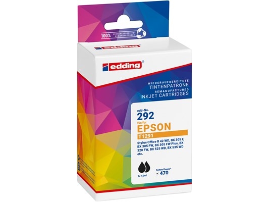 Edding Tinte Ersatz Epson T1291 Doppelpack Kompatibel Schwarz Edd-292 18-292-01