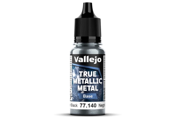 Vallejo 77.140 - True Metallic Metal - Base - Obsidian Black (18 Ml)