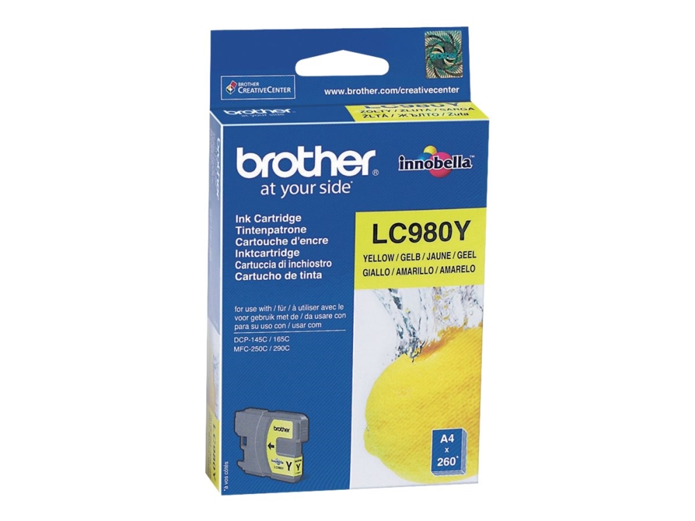 Brother Lc980y - Gul - Original - Blækpatron - For Brother Dcp-145, 163, 165, 167, 193, 195, 197, 365, 373, 375, 377, Mfc-250, 290, 295, 297