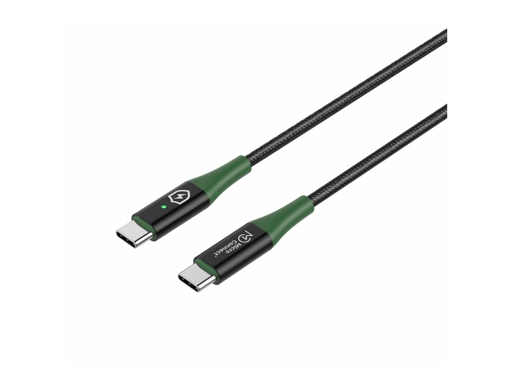 MicroConnect Smart Charge - USB-kabel - USB-C (han) til USB-C (han) - USB 2.0 - 20 V - 3 A - 2 m - USB-C Power Delivery (60 W) - sort, grøn