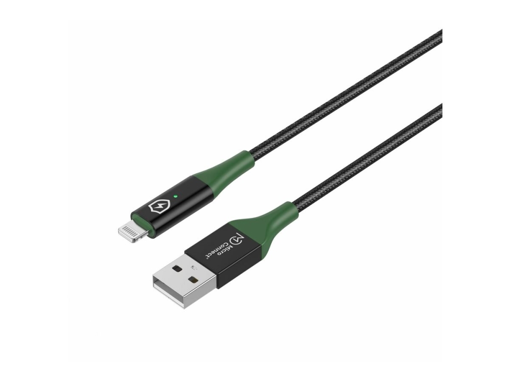Microconnect - Lightning-Kabel - Usb Han Til Lightning Han - Sort, Grøn - Smart Charge