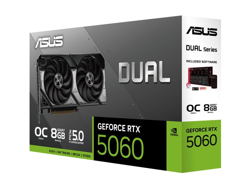Asus Dual Geforce Rtx 5060 8Gb - Oc Edition - Grafikkort - Geforce Rtx 5060 - 8 Gb Gddr7 - Pci Express 5.0 - 3 X Displayport, Hdmi