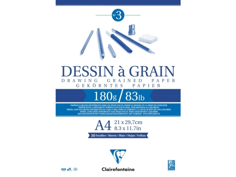 Clairefontaine Skissblock A4 - 30 ark, vitt skisspapper, 185 gram, limmad ovansida, baksida av tjock kartong | Skola & Hobby - Till skolväskan - Pennfodral | GameStuff