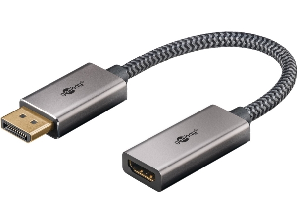 Goobay 75272, 0,2 m, DisplayPort, HDMI, Hankontakt, Honkontakt, Rak | Datortillbehör - Kablar & adaptrar - Videokablar & adaptrar | GameStuff