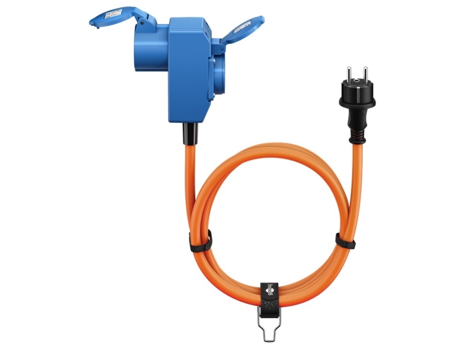CEE-adapterkabel – sikkerhedsprop (Type F) til 90° CEE-kobling og sikkerhedskobling (Type F) – 1,5m