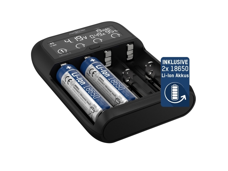 Ansmann Lithium 4 universalladdare med 2x 18650 battericeller 2600mAh laddare LiIon (1001-0122-01) | EL Artiklar - Batteri - Batteriladdare | GameStuff