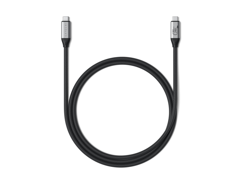 Satechi USB4 V2 Pro Cable, 1,2 m, USB C, USB C, USB4 Gen 4x2, 120 Gbit/sek., Sølv, Sort