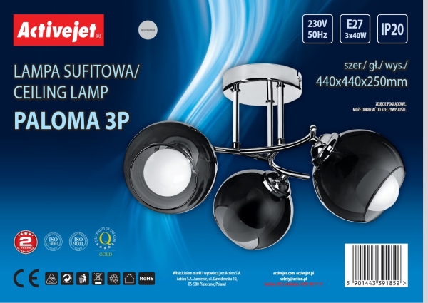 Activejet , 3 Glühbirne(N), E27, Ip20, Silber