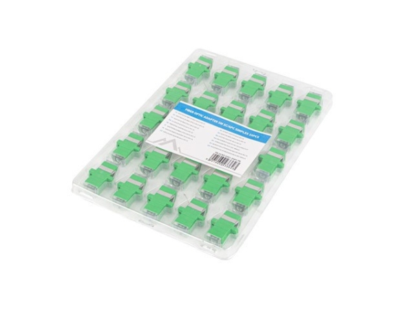 Lanberg - Netværksadapter - SC/APC enkelttilstand (hun) til SC/APC enkelttilstand (hun) - fiberoptik - simplex - 9 / 125 micron - grøn, gennemsigtig (pakke med 25) - for P/N: FO-SASA-SS11-0010-YE, FO-SASA-SS11-0030-YE, FP-SCAP-SS11-0020-YE