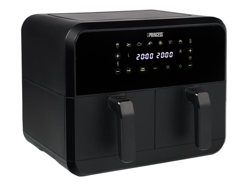 Princess Double Basket Airfryer - Dobbelt varmluftssteger - 8 liter - 2.4 kW - sort