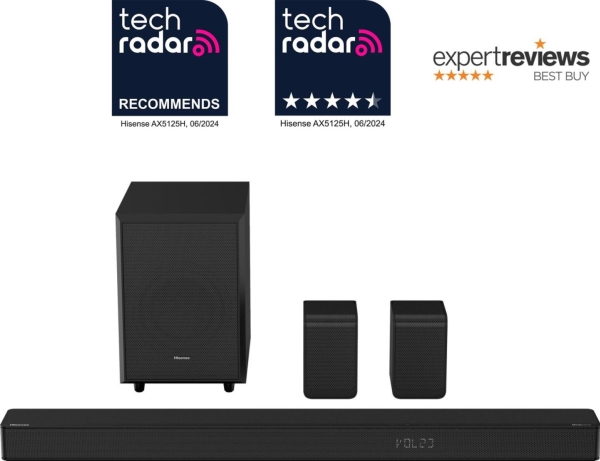 Hisense AX5125H, 5.1.2 kanaler, 500 W, DTS:X, Dolby Atmos, Dolby Digital, Film, Musik, Sport, TV, 80 W, 500 W | TV, Ljud & Bild - Högtalare - Soundbar | GameStuff