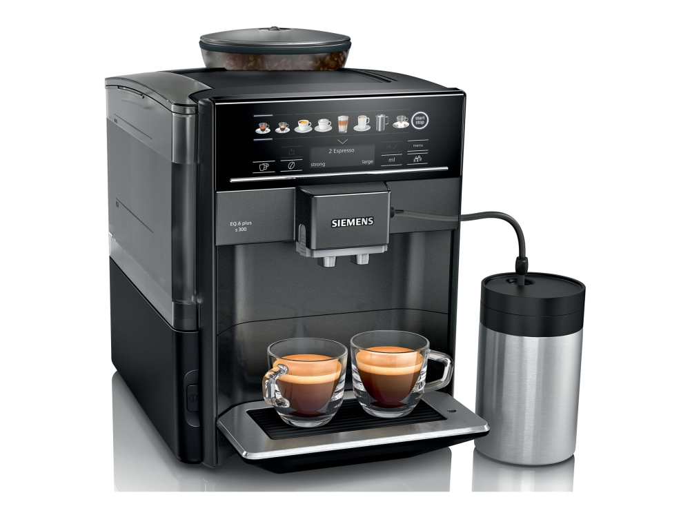Siemens Eq.6 Plus S300 Te653m19rw - Automatisk Kaffemaskine Med Mælkeskummer - 15 Bar - Safirsort Metallisk