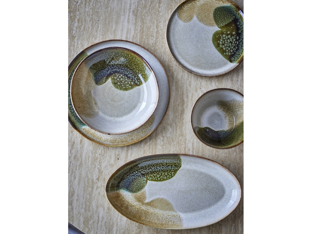 Bloomingville - Jules Tallerken, Grøn, Stentøj, D22xH2 cm