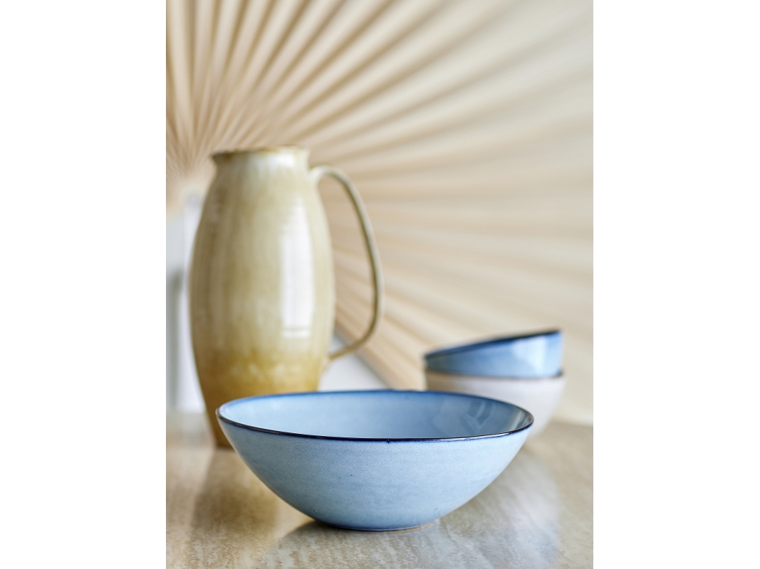 Bloomingville - Sandrine Skål, Blå, Stentøj, D26,5xH9,5 cm