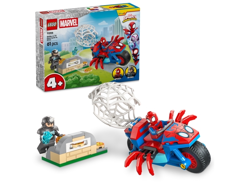 LEGO ® Marvel - Spidey På Sin Motorcykel Mod Rhino 11206 - 61 Del