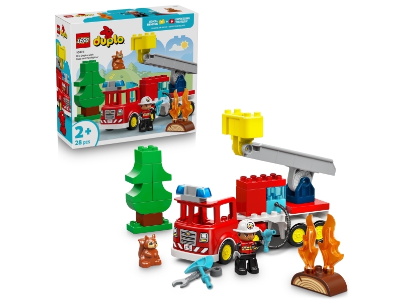 LEGO ® Duplo - Brandbil Med Slange Og Brandmand 10473 - 28 Dele