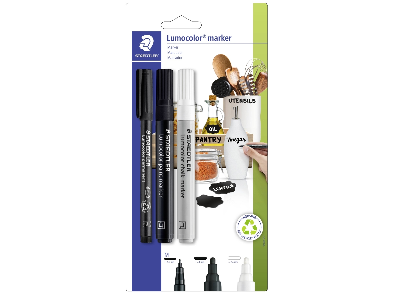 Staedtler Lumocolor Marker-Set, 3Er Blisterkarte Inhalt: Lumocolor Permanent-Marker Schwarz (317-9) , - 1 Stück (60 Bk-7)