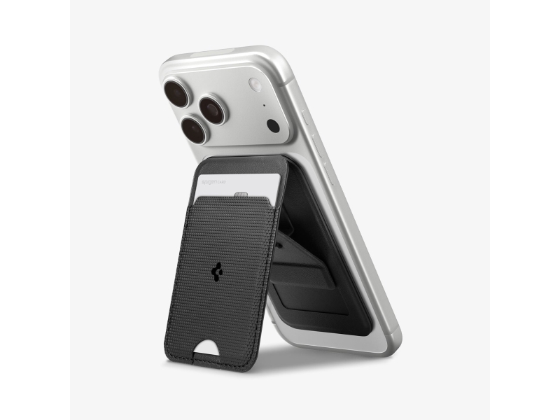 Spigen Slim Fold (Mag Fit) S314-3, Kartenhalter, Schwarz, Kunstleder (Pu), Apple, 1 Stück(E)