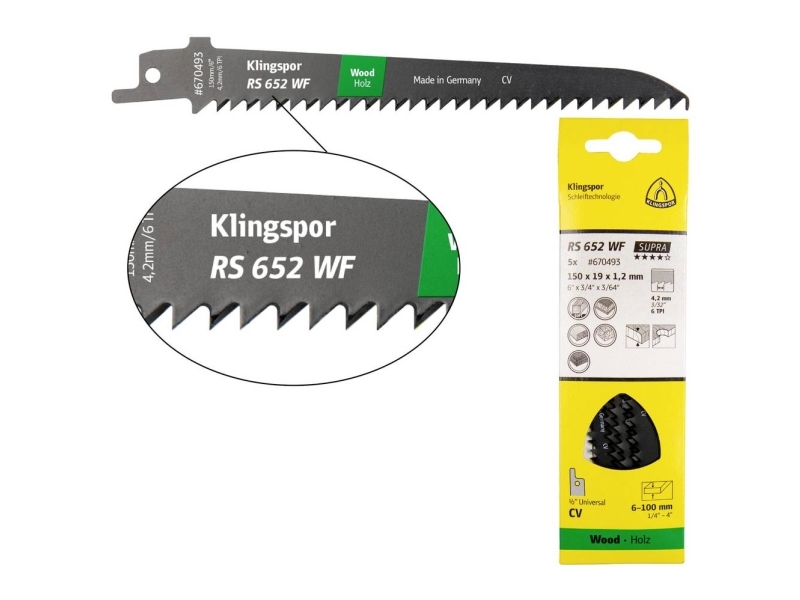 Klingspor Klingspor Säbelsägeblatt 150X19x1,2Mm Rs 652 Wf /5Stk.