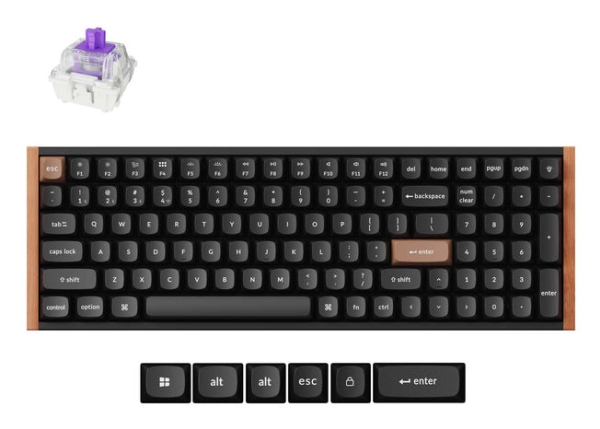 Keychron K4h-F1, Kabel & Trådløs, Usb + Rf Wireless + Bluetooth, Magnetic-Mechanical Key Switch, Qwerty, Rgb Led, Sort