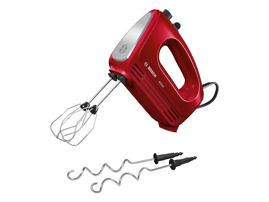 Bosch CleverMixx, Handmixer, Röd, Rostfritt stål, Knådning, Mixning, Whisking, 1,4 m, Plast, Rostfritt stål | Köksapparater - Köksmaskiner - Hand mixer | GameStuff