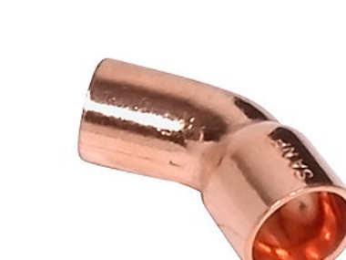 Böjning 45° 15 mm - med hylsa och slät ände | VVS Artiklar - Rör & Kopplingar - Kopparrör och rördelar | GameStuff